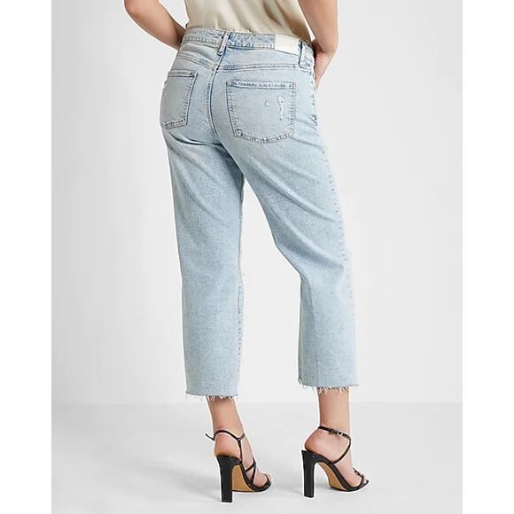 Express 90s Ankle Boot Mid Rise Light Wash Jeans Womens OS (M) - Picture 2 of 11